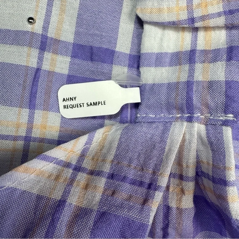 New Anthropologie Purple Plaid Pearl Embellished Hair Scarf